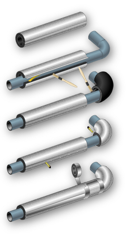 isolamento termico tubazioni con coppelle in elastomero rivestite